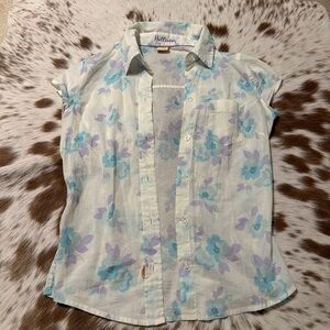 Hollister White and Purple Floral Shirt